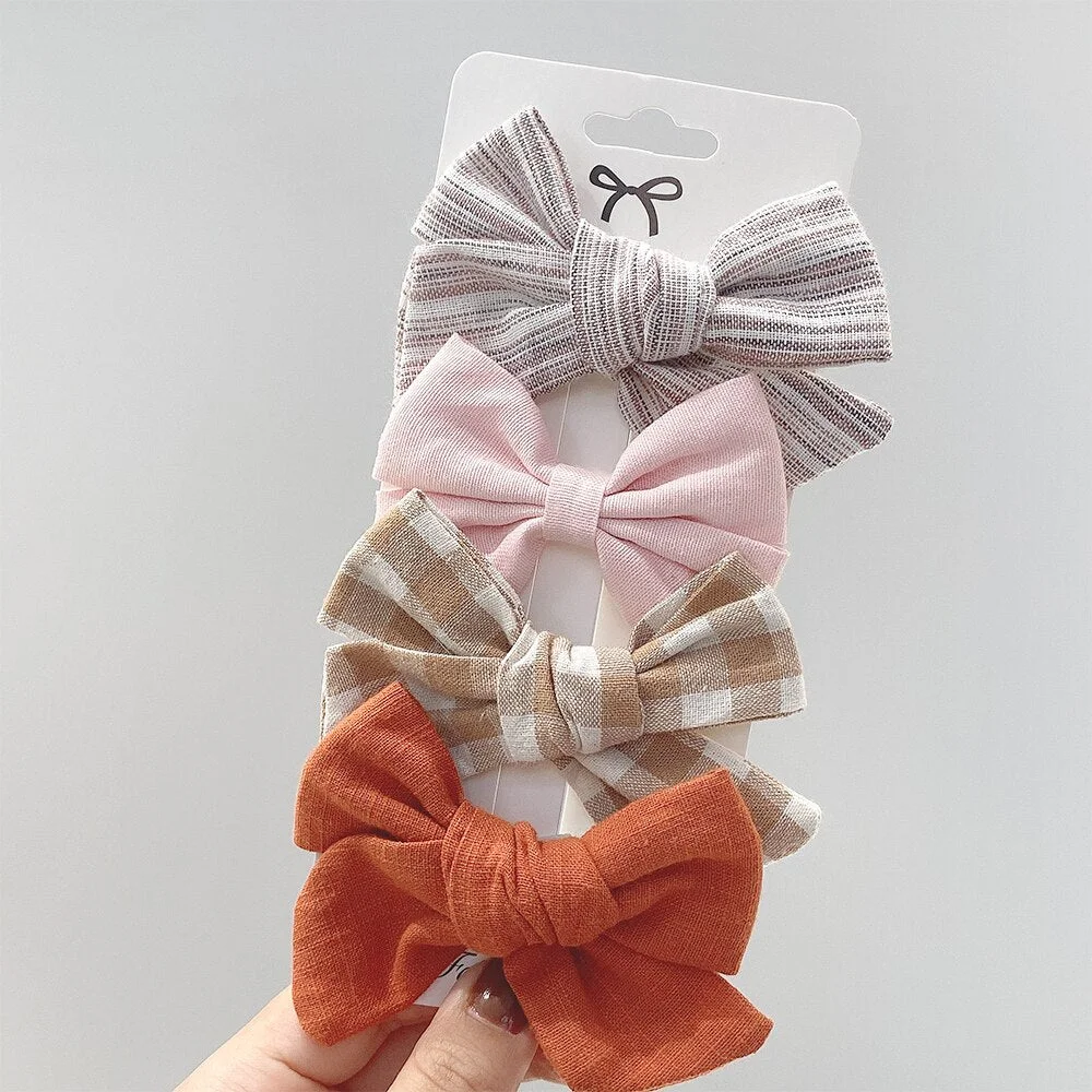 4Pcs/set 2021 New Sweet Leopard Printed Hair Clips For Cute Girls Bowknot Barrettes Safty Hairpin Headwear Kids Hair Accessories