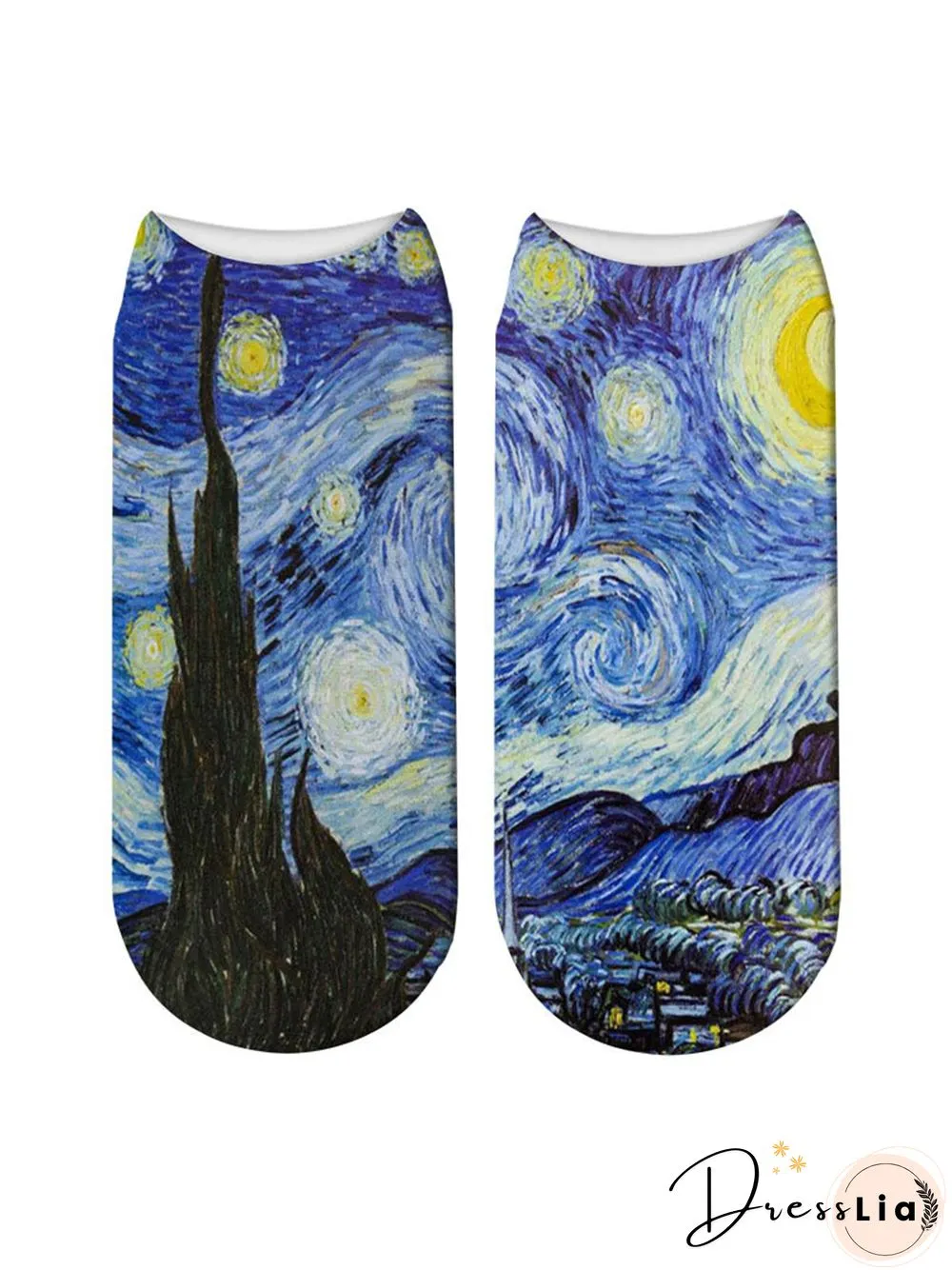 Simple Pop Art Cotton Printing Breathable Commuting Ankle Socks Regular Womens