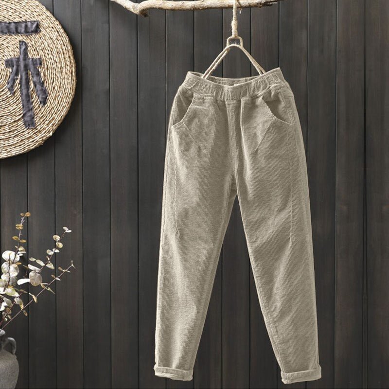 Casual Corduroy Pants Women's Autumn Harem Pants 2022 ZANZEA Winter High Elastic Long Pantalon Female Palazzo  Turnip