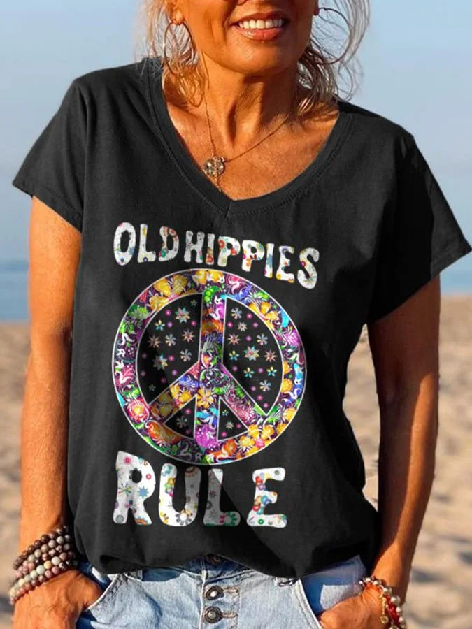 Hippie Print Short Sleeve T-Shirt