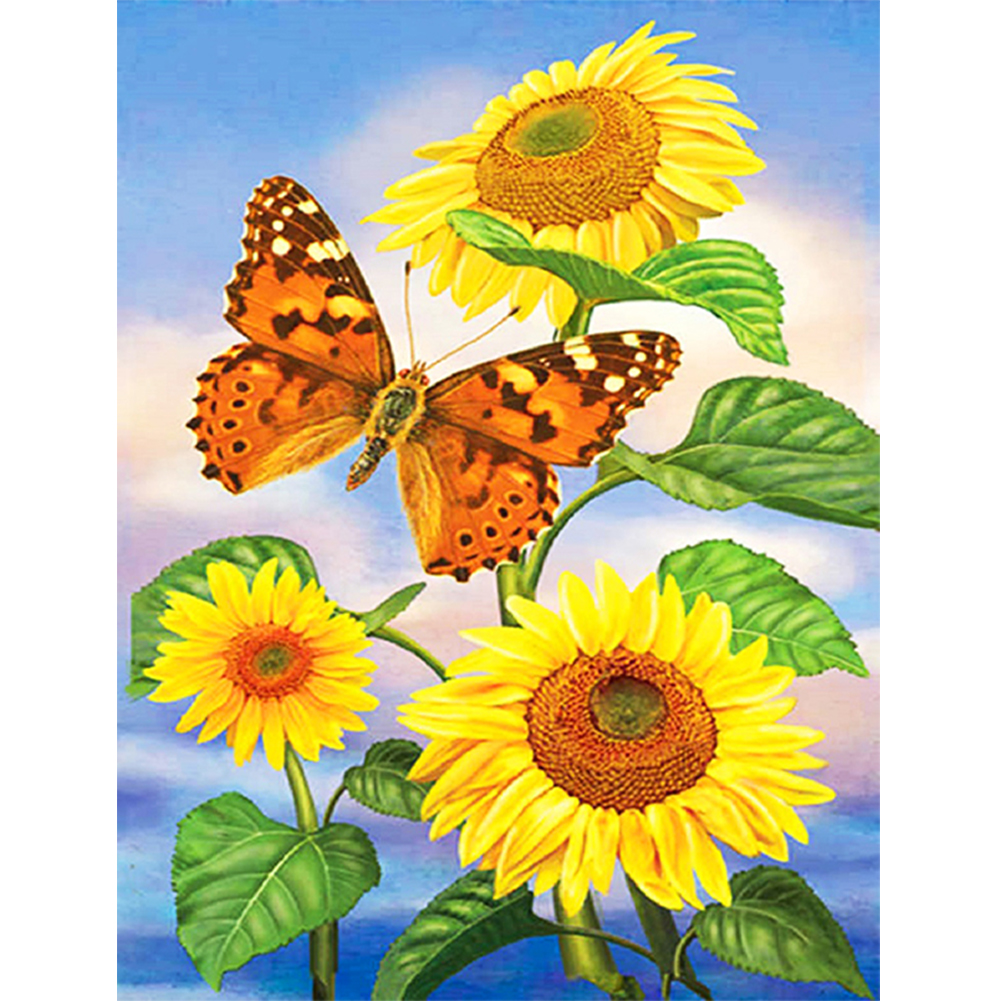 

Sunflower Butterfly - Round Drill Diamond Painting - 30*40CM, 501 Original