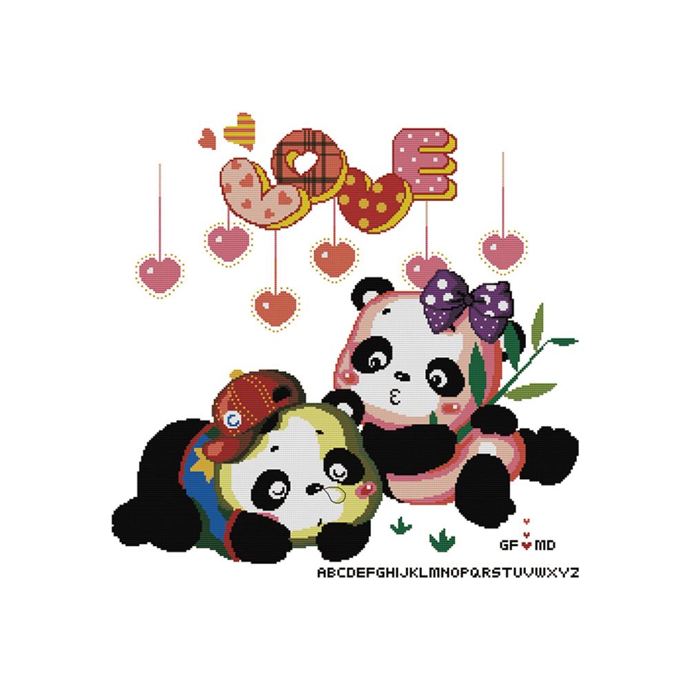 

Love Panda - 11CT Stamped Cross Stitch - 63*63cm, 501 Original