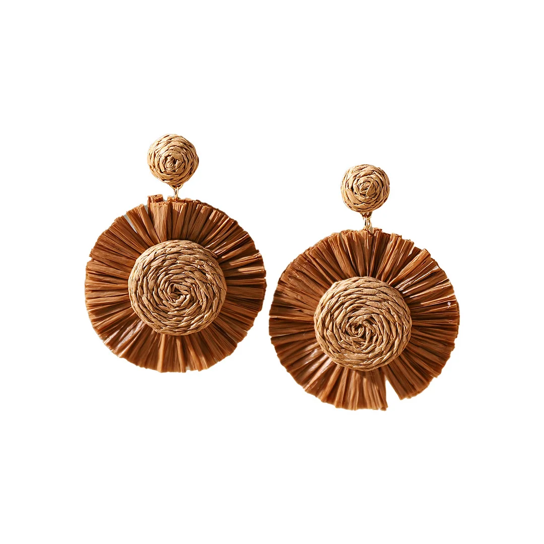 Women's Holiday Bohemian Style Raffia Hand-woven Earrings