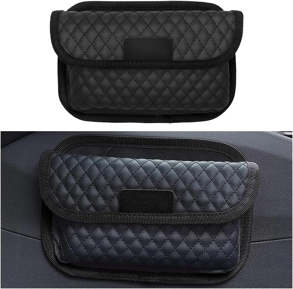 Car Seat Side Pocket Organizer, PU Leather Multifunctional Automotive Storage Bag for Phones Keys Cards, Mini Seat Gap Filler Pouch for Door Console, Universal Vehicle Accessories (Red)