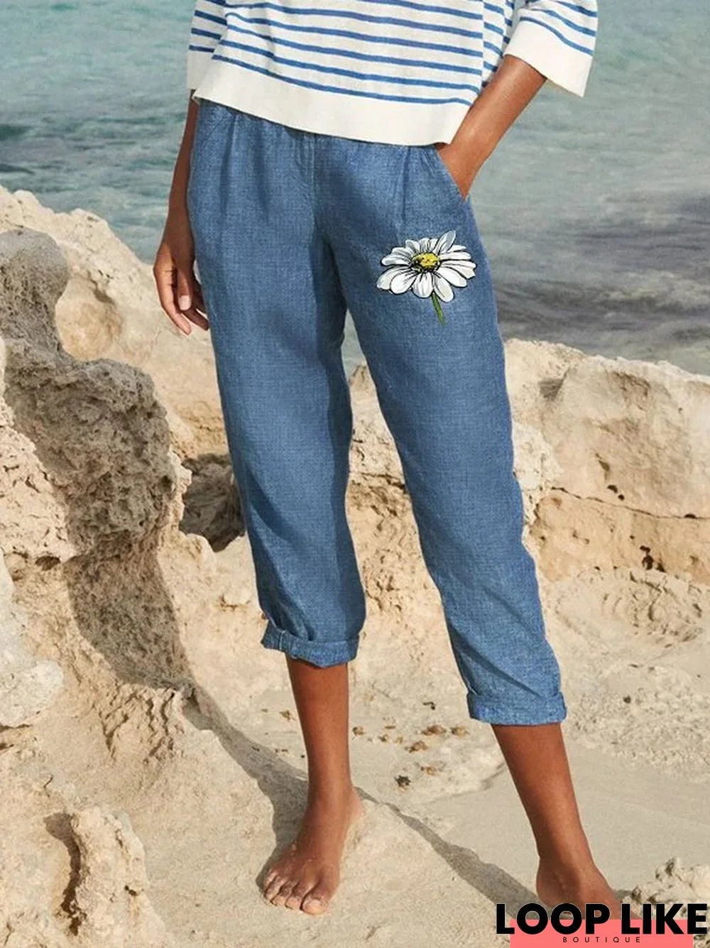 Loose Linen Polyester Fibre Pants