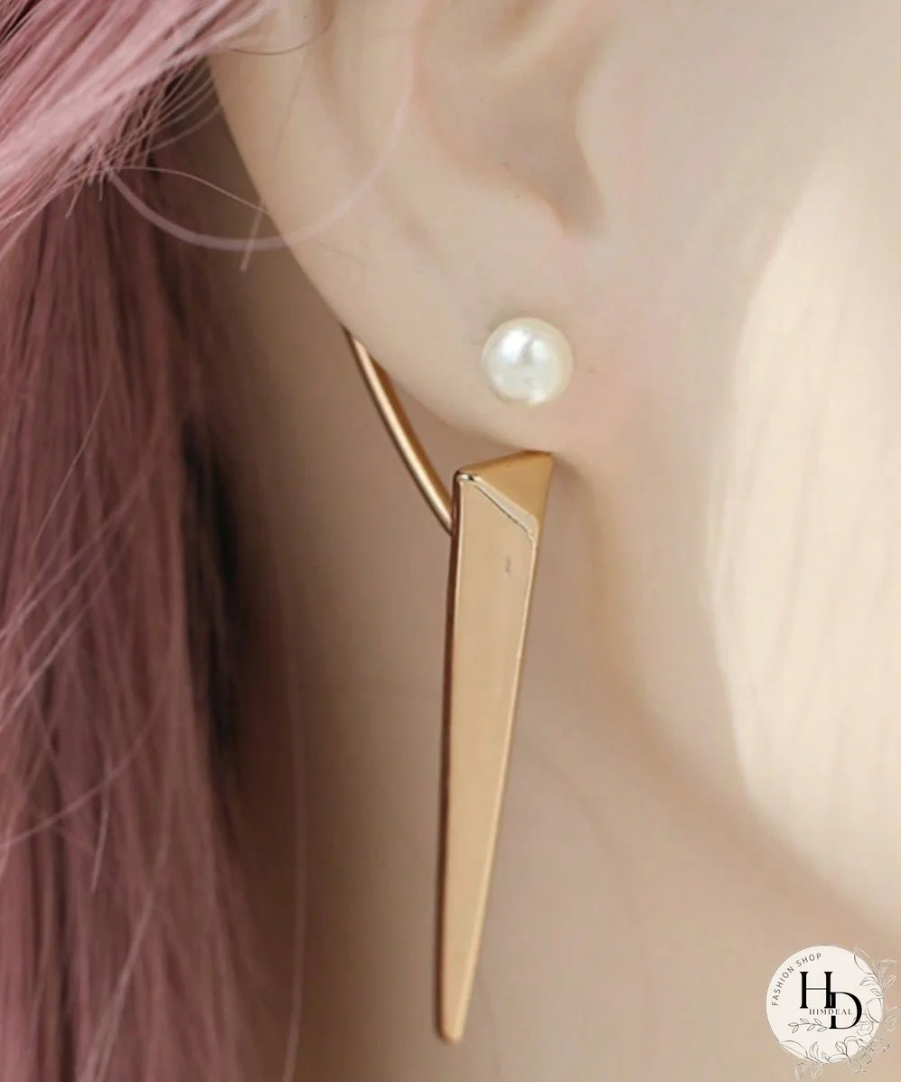 Stylish Gold Metal Rivet Hoop Earrings
