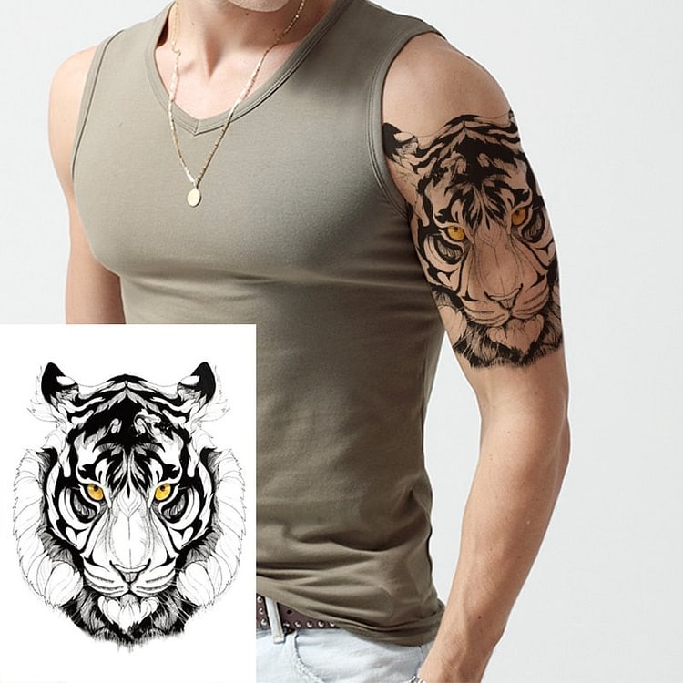 1 PIECE Temporary Tattoo Tiger 3D Realistic Waterproof Transfer Mens Womens