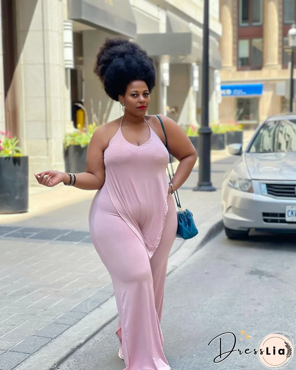 Casual Solid Color Sleeveless Ruffle Halter Lace Up Party Club Summer Plus Size Loose Wide Leg Jumpsuits