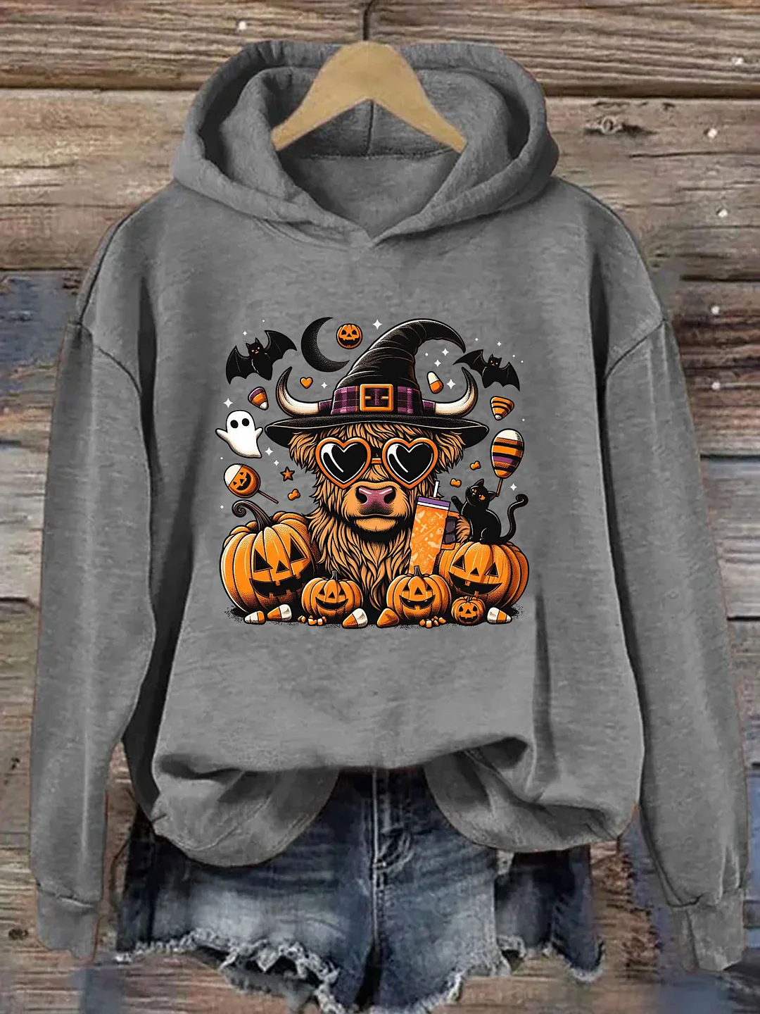 Halloween Highland Cow Hoodie