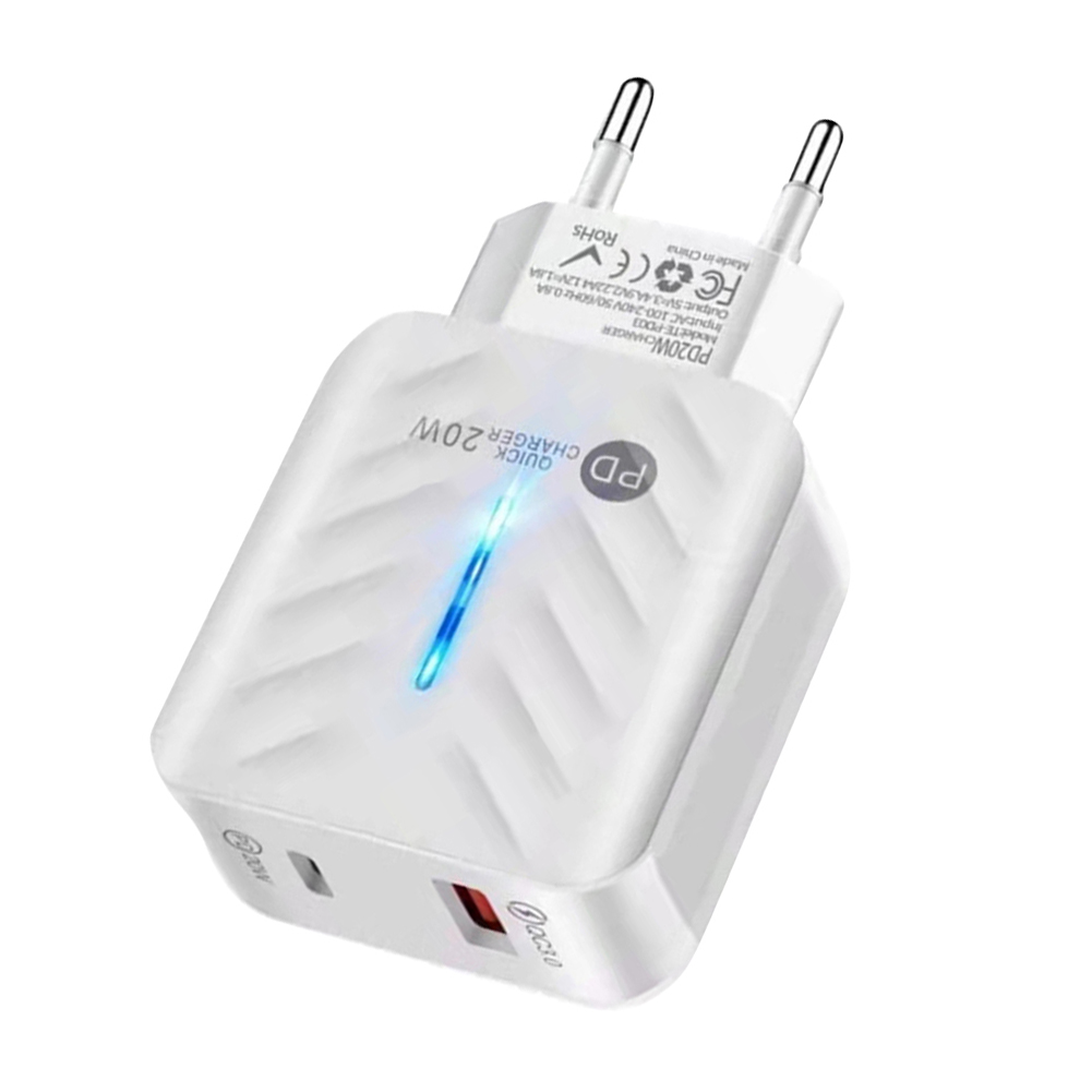 

USB Charger PD20W+QC3.0 3.4A USB+PD Dual Wall Charger for iPhone 13 Pro, Black, 501 Original