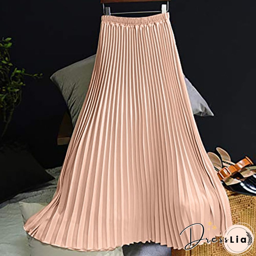 Summer New Fashion Women's Skirt One Size Multicolor Solid Pleated Skirt
