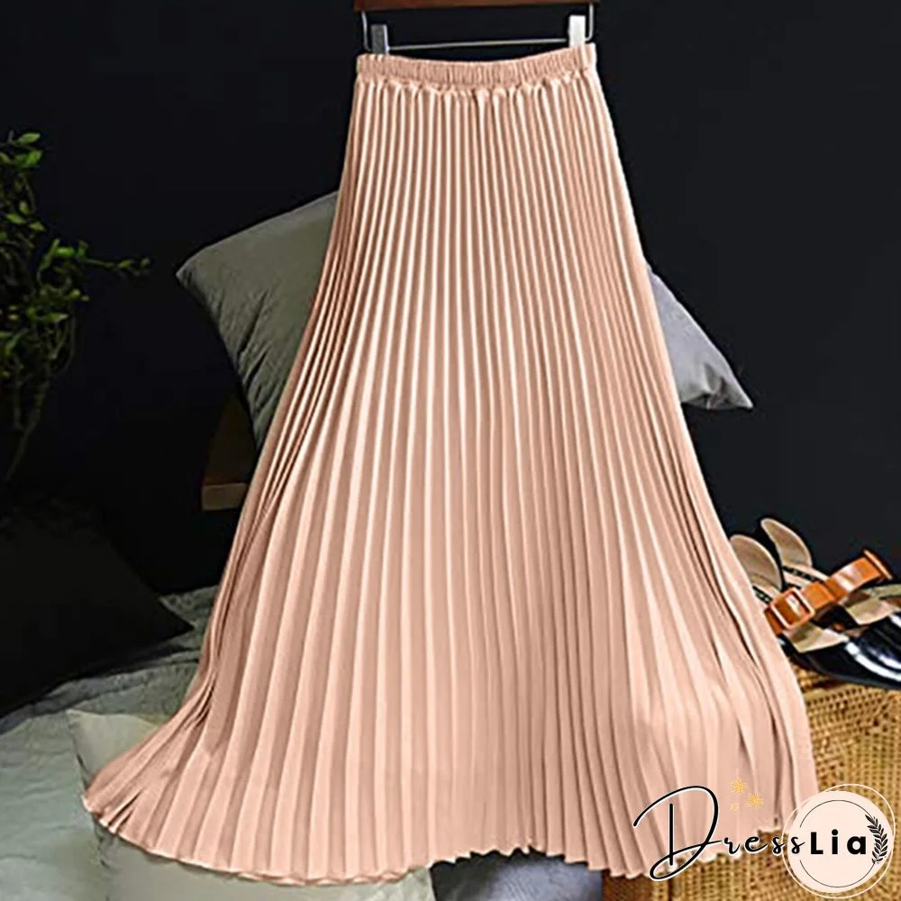 Summer New Fashion Women's Skirt One Size Multicolor Solid Pleated Skirt