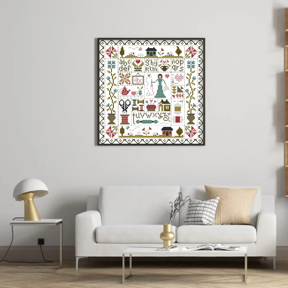 Sewing Cross Stitch Kit 28x28cm DIY 11CT Thread Art White Fabric Decor