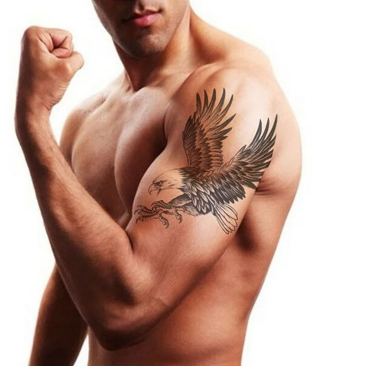 EAGLE TEMPORARY TATTOO - BLACK, BALD EAGLE, MENS, WOMENS, KIDS, REALISTIC, FAKE