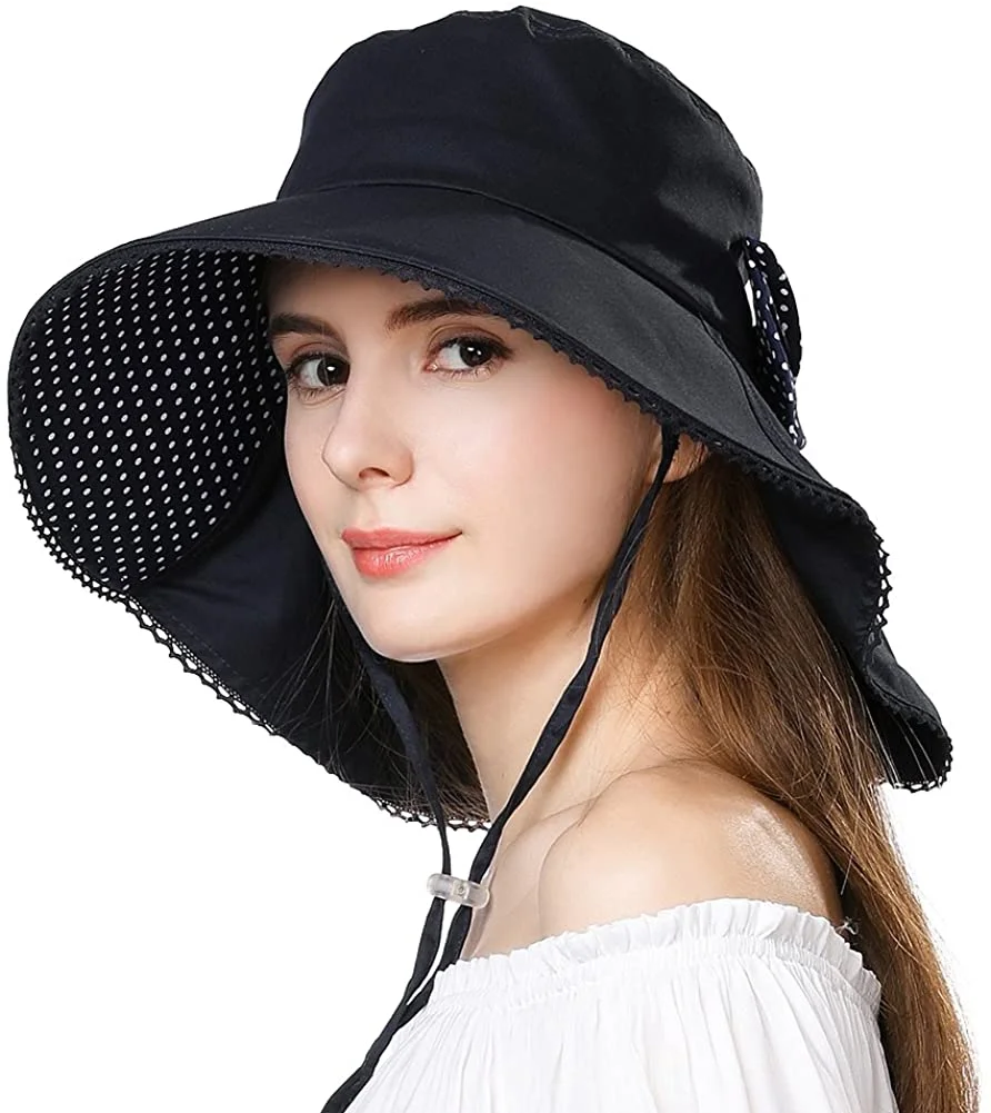 UV Protection Sun Hats Packable Summer Hat Women w/Ponytail Chin Strap