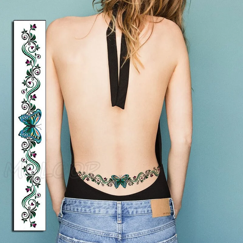 Waist Waterproof Temporary Tattoo Sticker Big Morning Glory Flower Plant Art Fake Tatoo Water Transfer Tatto for Women Girl