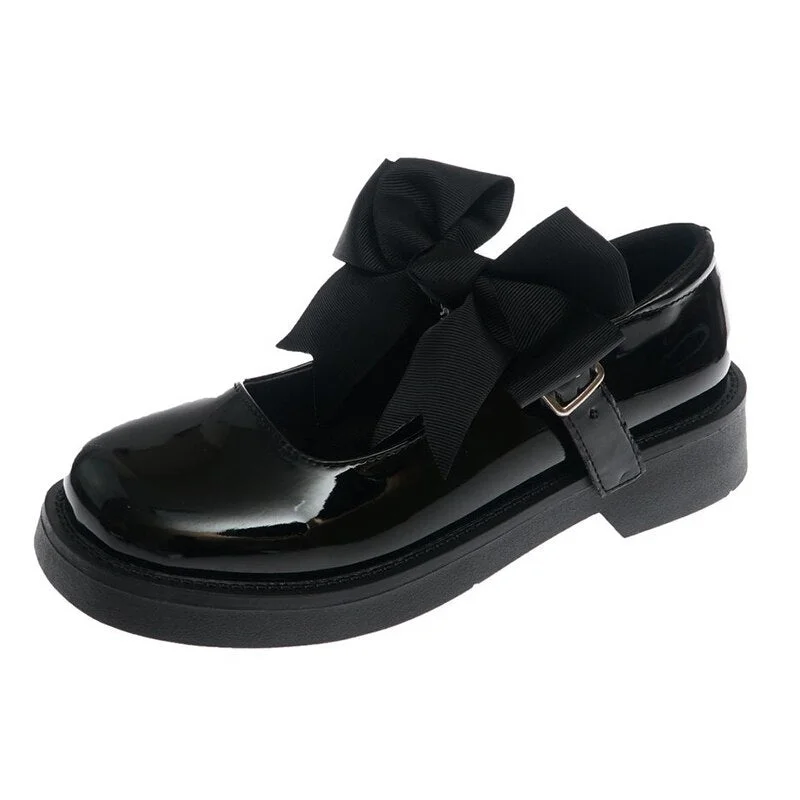 Lourdasprec Fashion Buckle Bow Platform Mary Jane Shoes for Women Thick Heel Square Toe Lolita Shoes Woman Lovely Cosplay Heels Lady