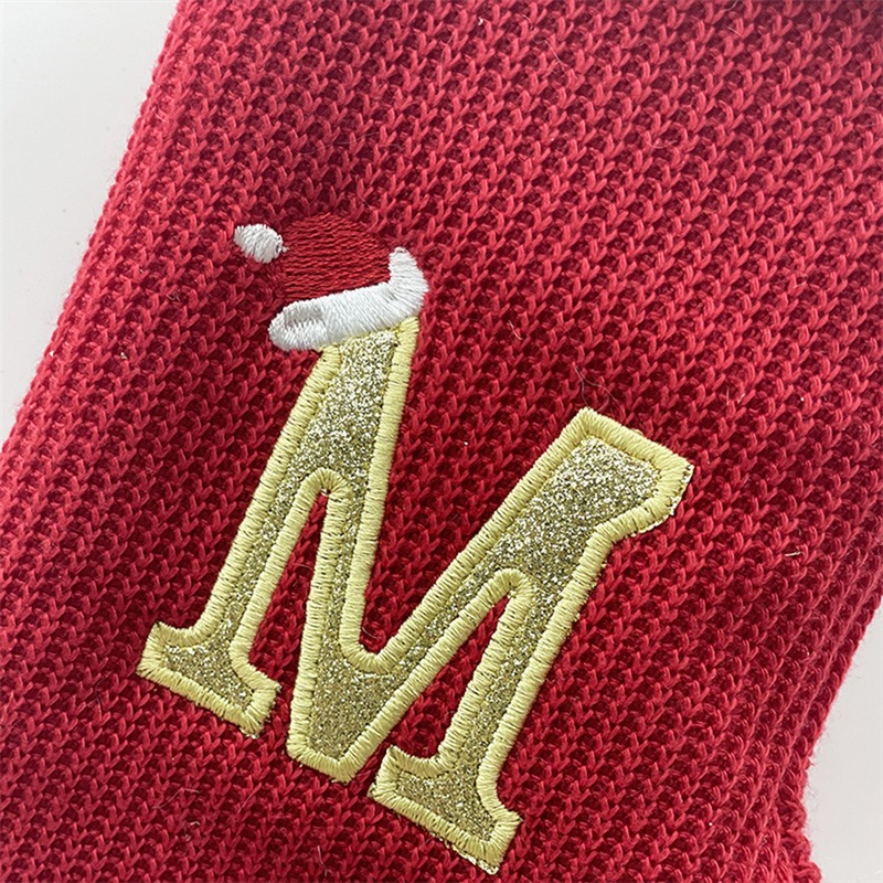 Tegooe Personalized Alphabet Knitted Christmas Stockings - Cable Knit Decoration