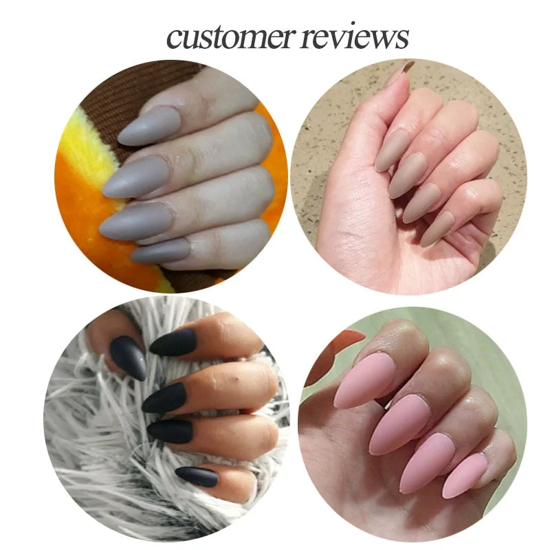 Free shipping fake nails Nail Art Decorations 24pcs Fake Nails Solid Color Frosted Matte Full Cover новогодние накладные ногти-Nail Inspo