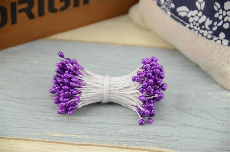 3mm 300pcs Double heads Mini Pearl Stamen Sugar Artificial Flower For Wedding Decoration DIY Scrapbooking Wreath Fake Flowers