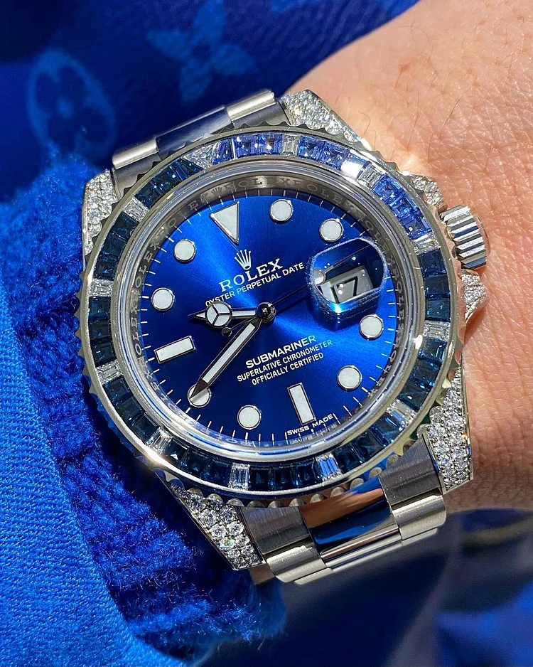 Rolex submariner clearance blue sapphire