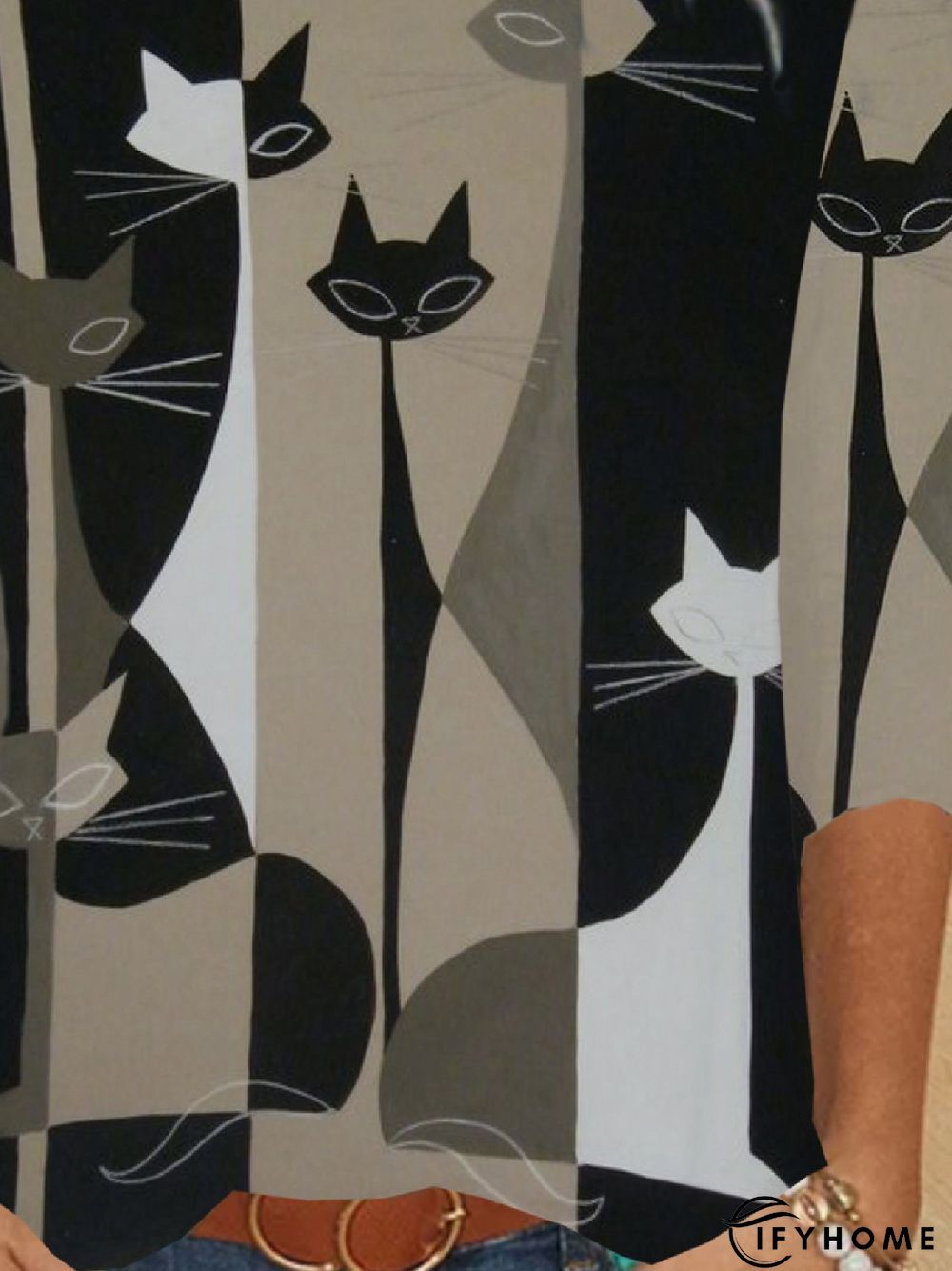 Casual Animal Crew Neck Long Sleeve Tunic T-Shirt | IFYHOME