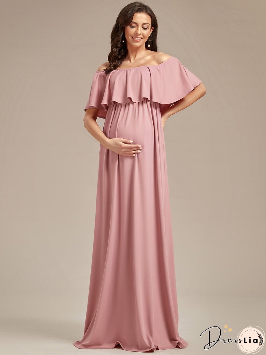 Off Shoulder Pleated A Line Wholesale Maternity Dresses