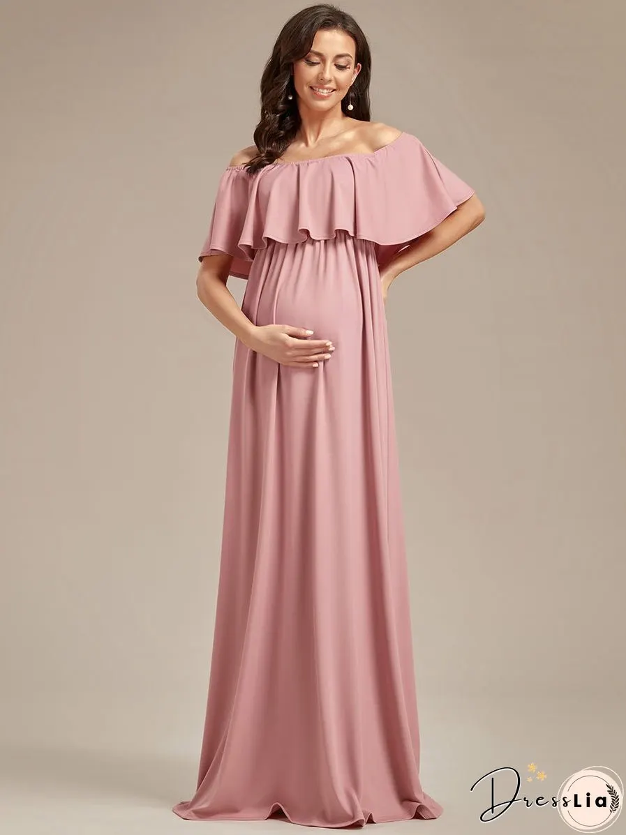 Off Shoulder Pleated A Line Wholesale Maternity Dresses