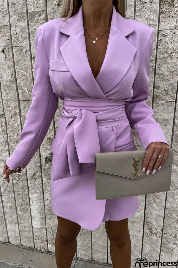 Loose Multicolor Suit Collar Dress