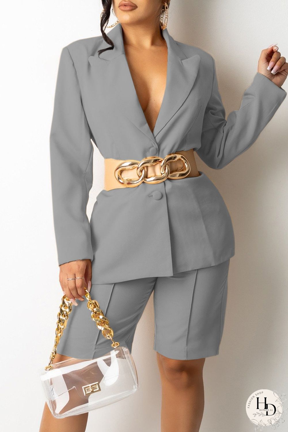 White Fashion Casual Solid Without Belt Turndown Collar Long Sleeve Two Pieces