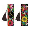 2pcs 5D DIY Special Shaped Diamond Painting Leather Flower Tassel Art Book Marks