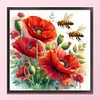 Poppy Flowers And Bees-11CT Stamped Cross Stitch 40*40cm/15.75*15.75in