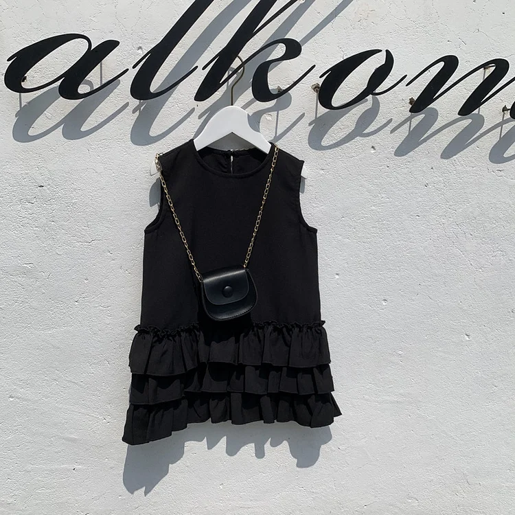 Kid Sleeveless Lace Dress With Bag
