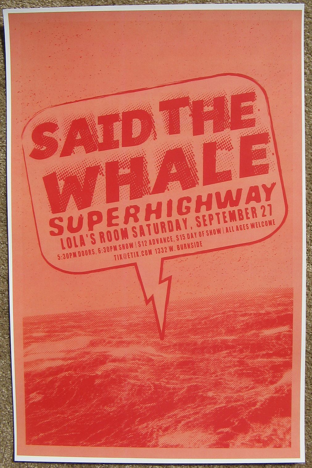 SAID THE WHALE 2014 Gig POSTER Portland Oregon Concert