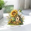 (US Only)Acrylic 2D Flat Print DIY Sunflower Birdhouse Diamond Art Tabletop Decorations