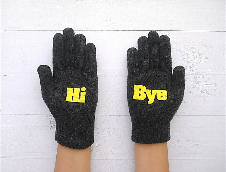 Hi & Bye Wool Mittens - Fun Christmas Gift