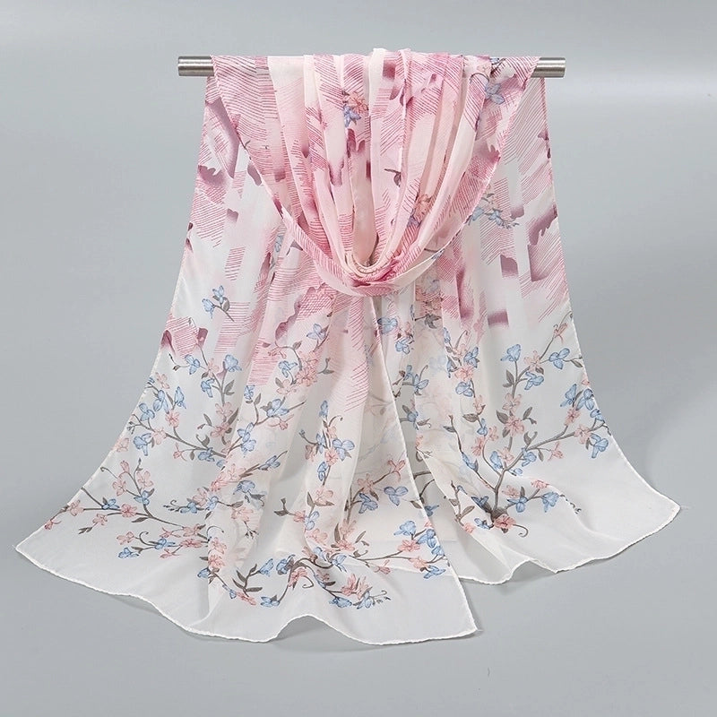 Women’s Sweet Flower Chiffon Printing Silk Scarf