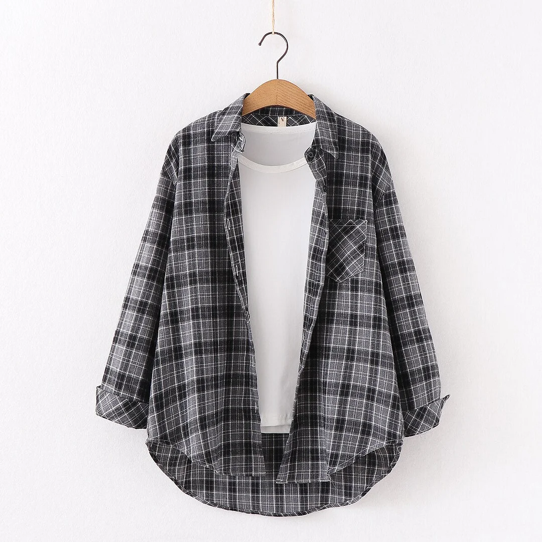 2021 New Women Tops Exquisite Cotton Flannel Plaid Shirt Women Loose Blouses Ladies Long Sleeve Blouse Casual Shirts Blusas