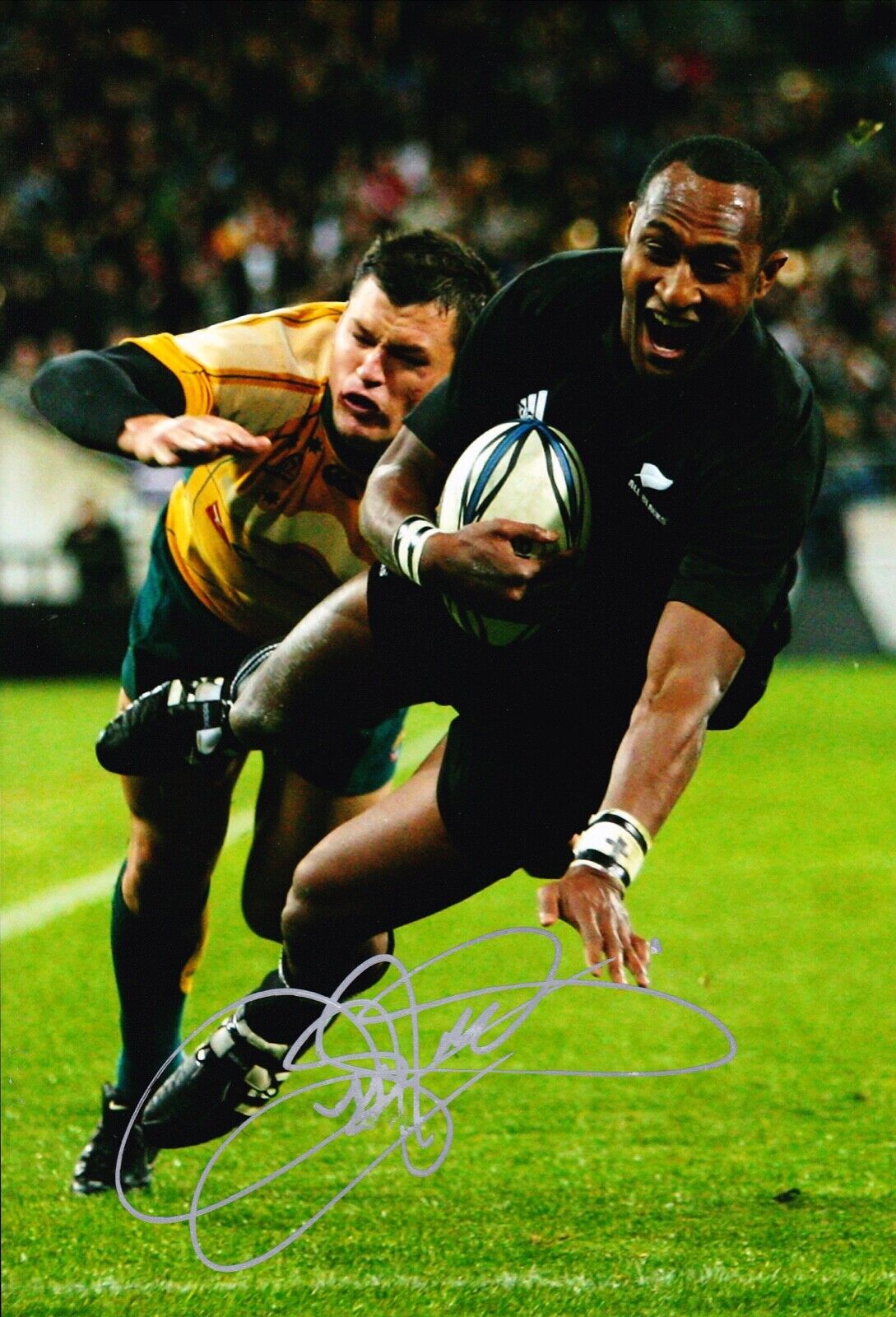 Joe Rokocoko Signed 12X8 Photo Poster painting ALL BLACKS NEW ZEALAND AFTAL COA (2150)