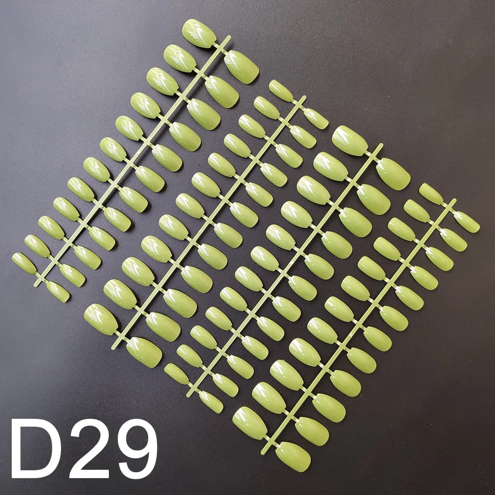 10 Sets Short Coffin Shape False Nail Tips In Same Color 24 Pieces/Set 10 Sizes Press on Fake Nails Manicure Finger Nail Tips-Nail Inspo