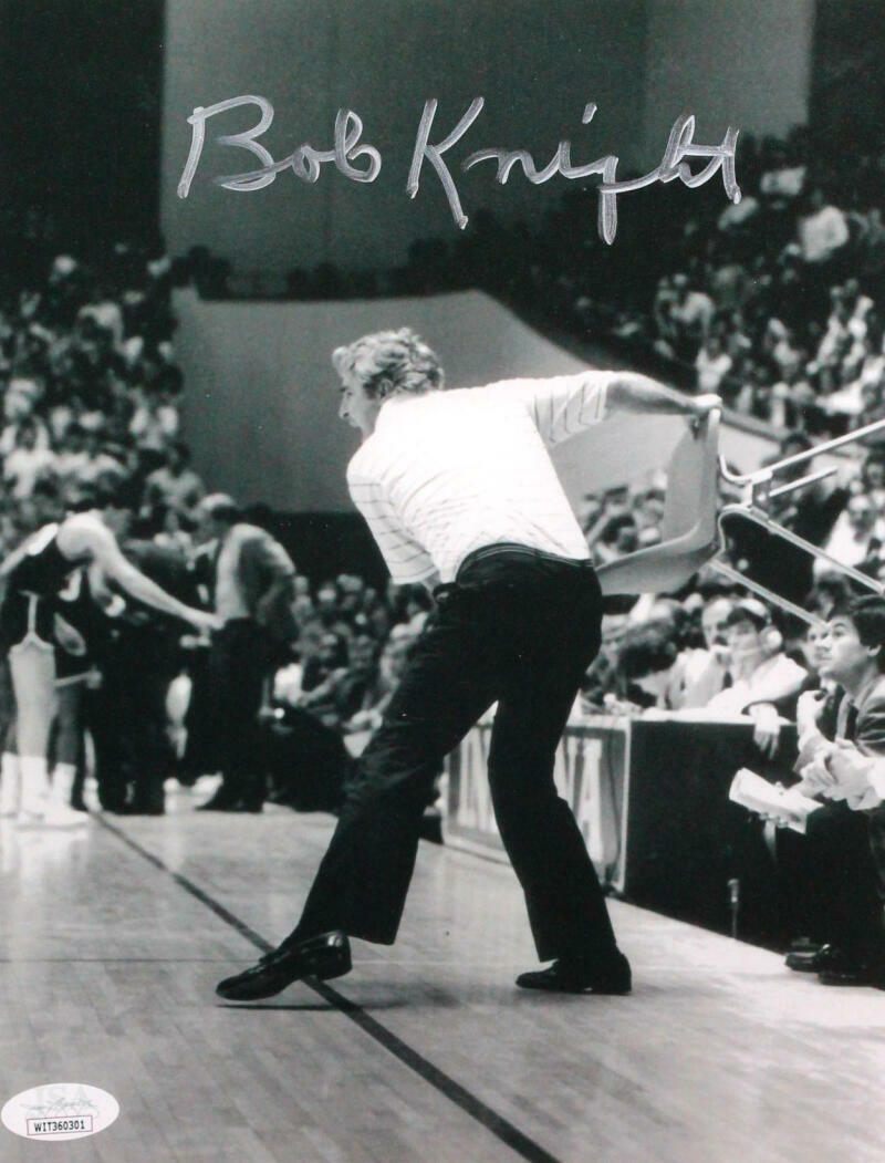 Bob Knight Autographed 8x10 Black & White Photo Poster painting W/ Chair - JSA W *Silver