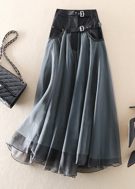 French Grey fashion Patchwork Tulle Skirts