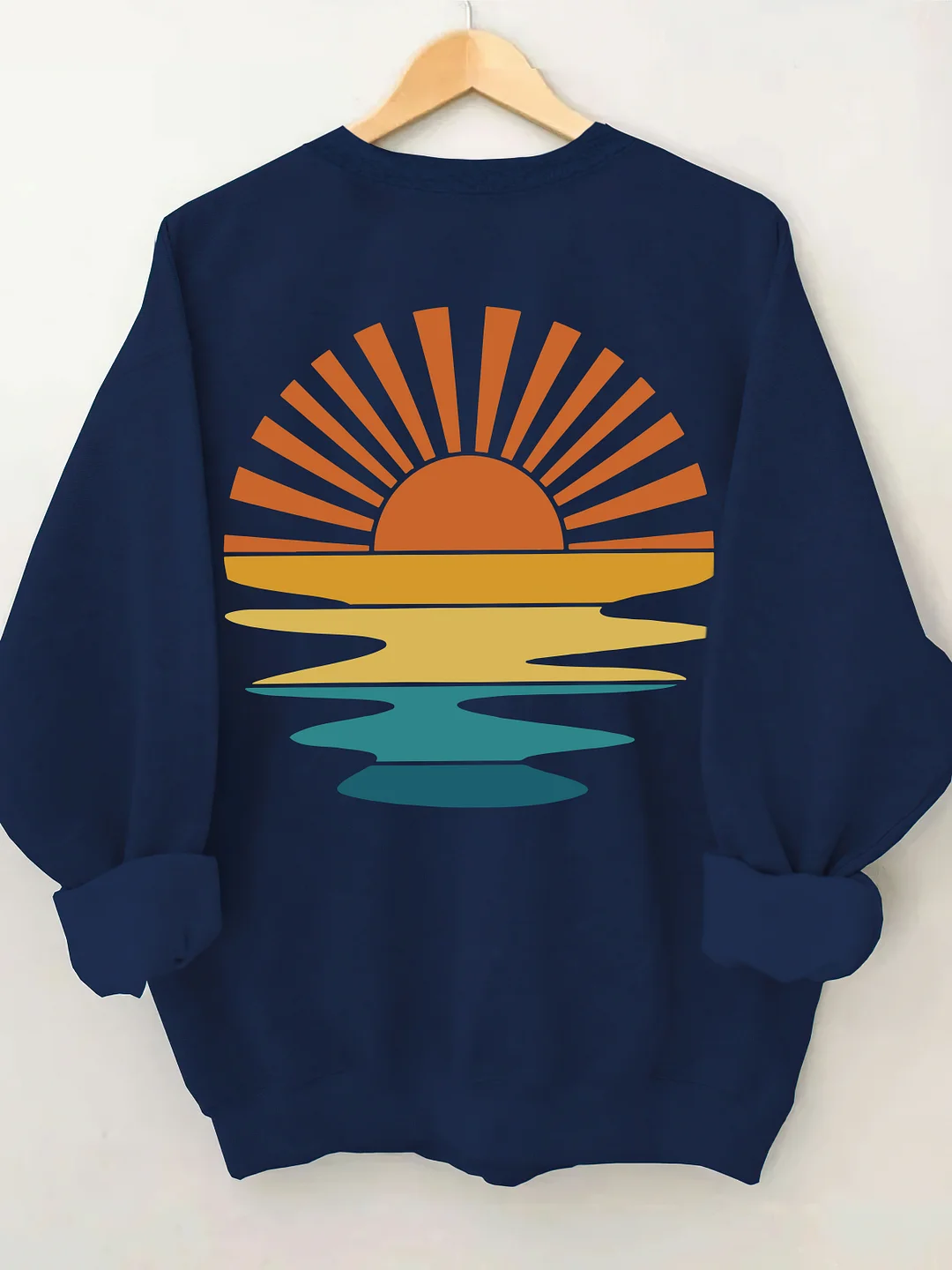 Retro Sunset Rays Wavy Sweatshirt