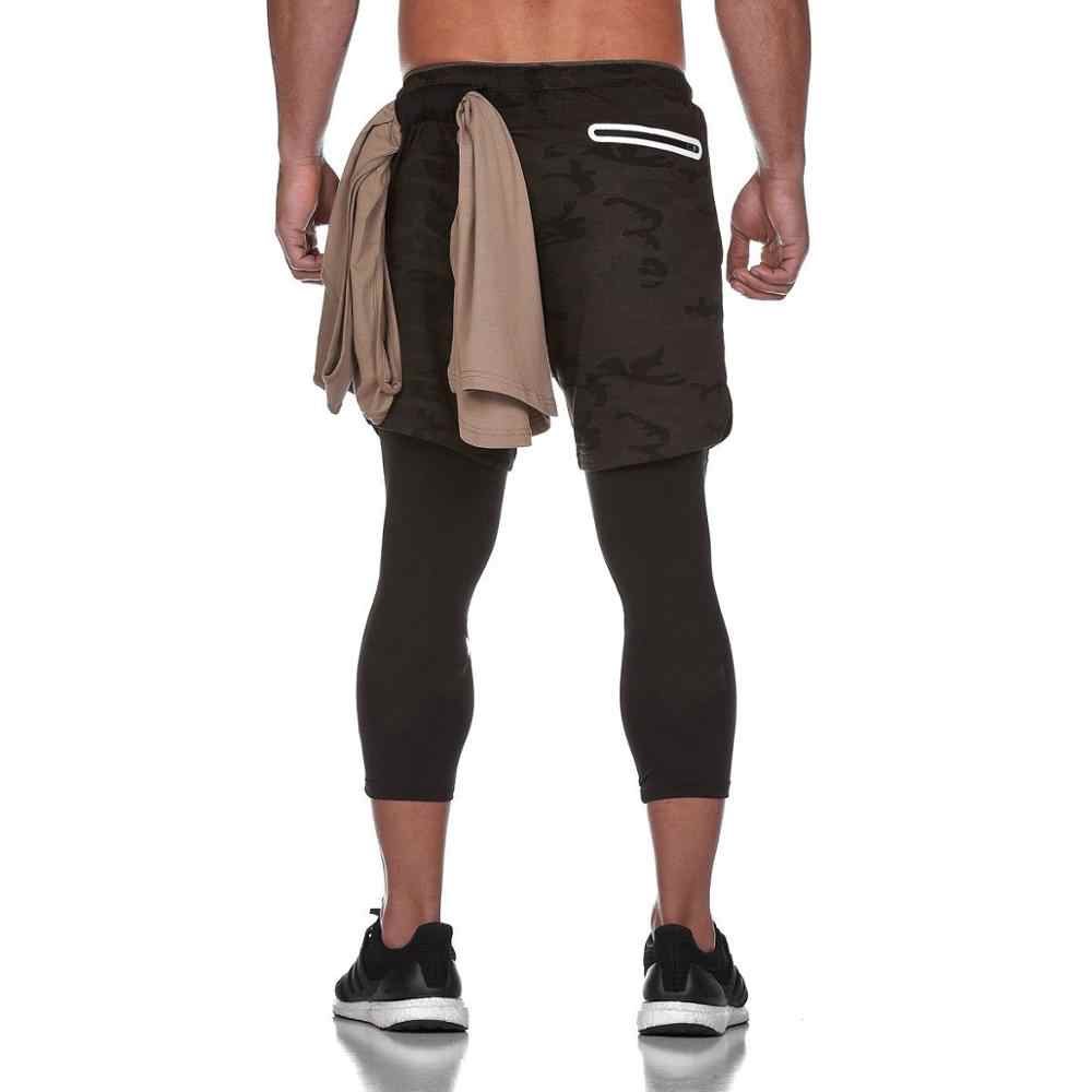 Quick Drying Running Shorts Men's 2 in 1 Security Pocket Pants Men Leisure Shorts Hips Hiden Zipper Pockets Built-in Pockets