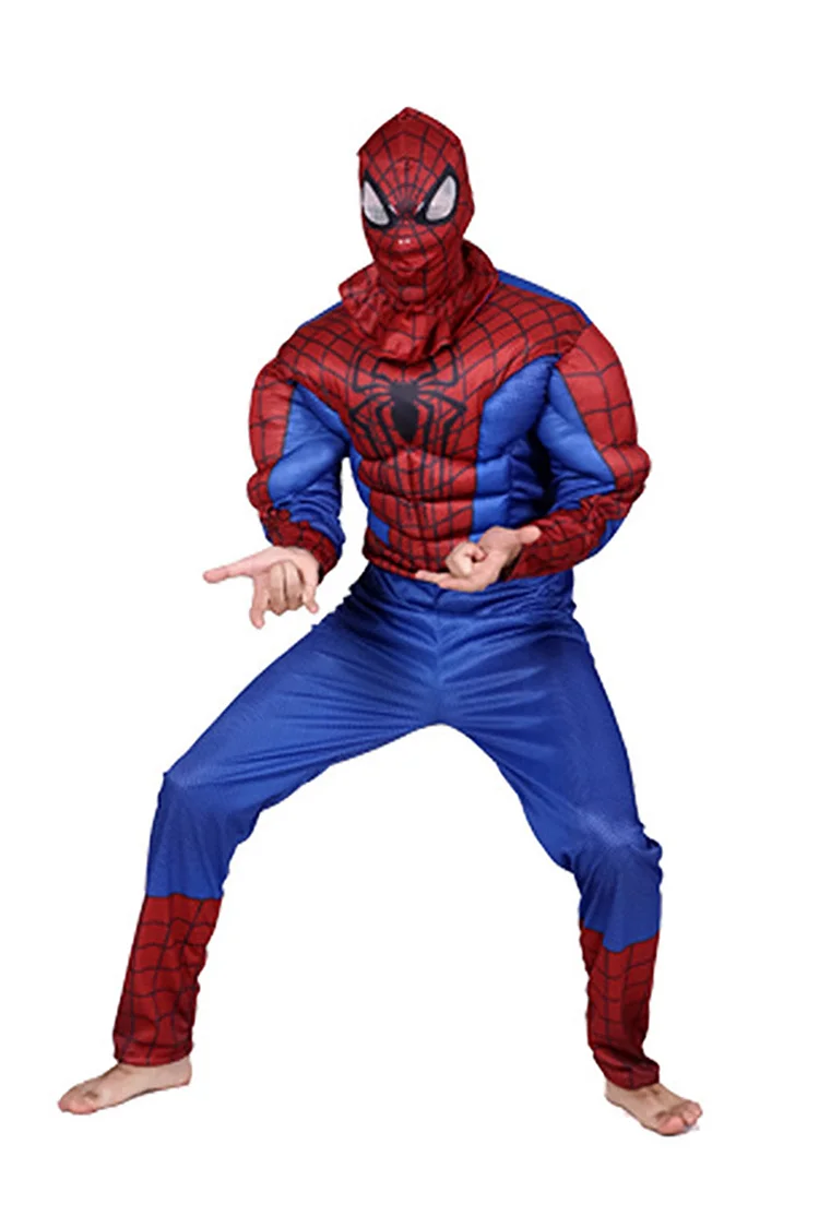 Cool Muscular Spider-Man Halloween Costumes For Mens Dark Red-elleschic
