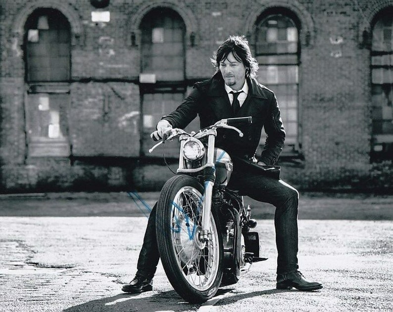 Norman reedus signed autographed motorcycle Photo Poster painting