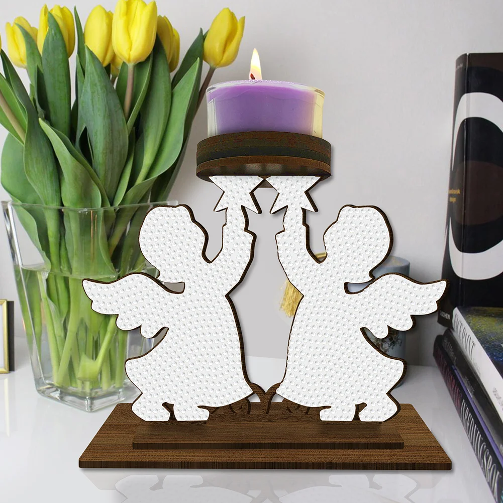 5D DIY Angel Desktop Diamond Painting Art Candle Holder Home Decor 