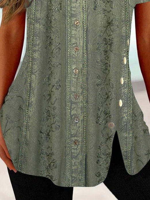 Women Half Sleeve V-neck Solid Color Dress