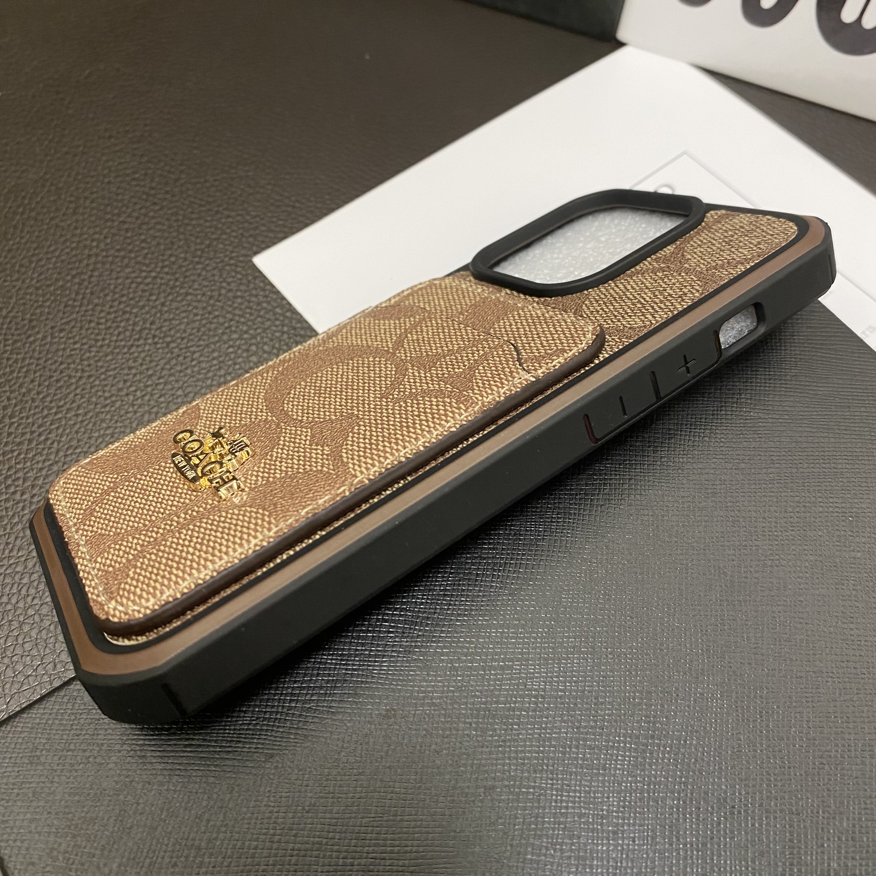 Luxury Coach Back Card Slot Leather Apple iPhone Case