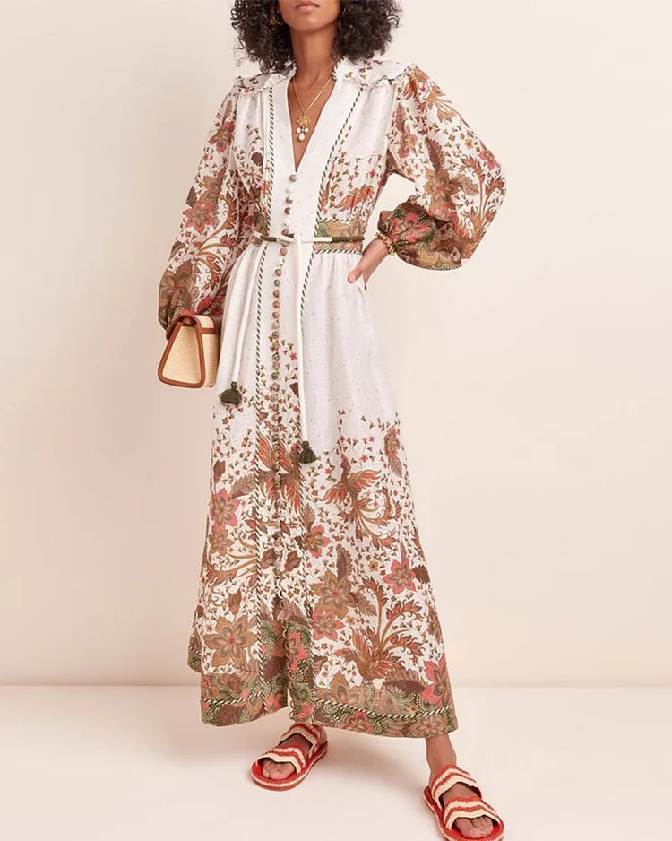 Romantic Elegant Floral Shirt Dress